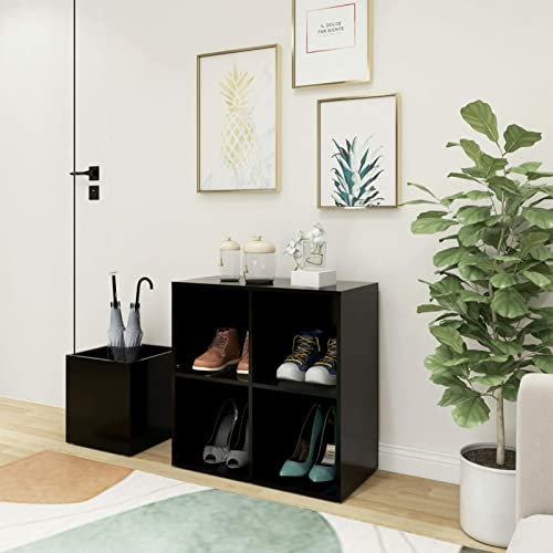 ZEYUAN Flur-Schuhschrank, Shoe Cabinet, Schuhregal, Schuhe Schrank, Flurschrank, Schuschrankkommode, Schwarz 105x35,5x70 cm Spanplatte