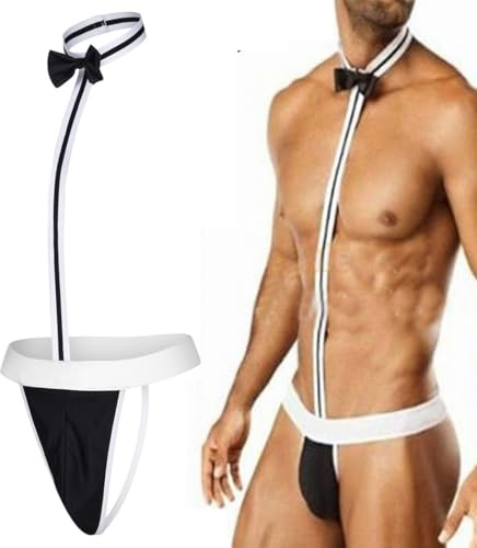 VemeFufu Perizoma Mankini Borat Costume da bagno Uomo Sexy Suspensorio V Sling Costume da bagno Costume da festa Bikini String per Uomo Beachkini Spiaggia Natale Halloween 1 Pack C. Nero, 1 confezione