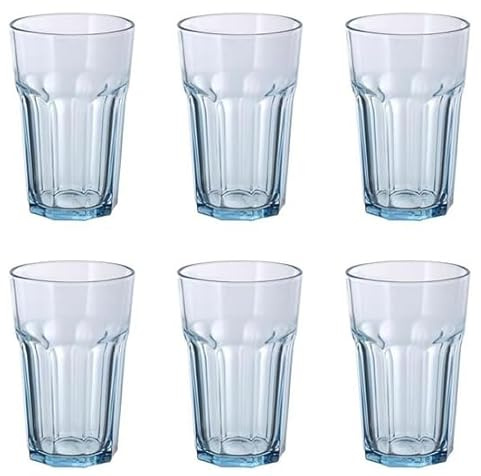 Generisch 6-er Set Gläser Pokal HELLBLAU- Glas für Cocktail Longdrink Wasser Tee Kaffee bis 120°C - 350ml - 14cm hoch - spülmaschinenfest