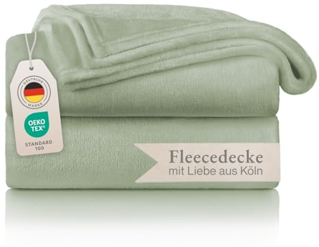 Blumtal Kuscheldecke flauschig - Oeko-TEX zertifizierte Fleecedecke 150x200 cm - Wohndecke 150x200 cm - Decke Couch als Wohn- & Kuscheldecke - Flauschdecke - Sommergrün