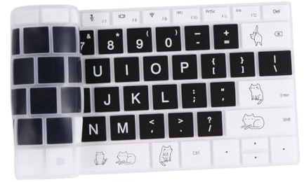 SHINEOFI Protection Clavier Silicone Colorée Motif Chat pour Ordinateur Portable, Membrane Clavier Azerty Solide, Film Protecteur Anti-éclaboussures Adapté Usage Bureau et Mobile, Design