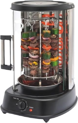 RMJEZTQD Horno eléctrico Giratorio for Kebab, Horno rostizador de sobremesa, Horno eléctrico Giratorio sin Humo con Parrilla, Resistente a Las Manchas y de bajo Consumo con Puerta Resistente al Calor