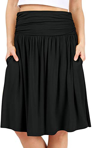 Black Skirts for Women Ankle Length Skirt Casual Long Skirt High Waisted Maxi Skirt Reg and Plus Size Skirt Long Skirt (Size Medium, Black)