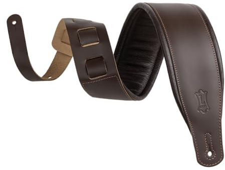 Levy's Leathers 7,6 cm bred förstärkt läderserie gitarrrem med skumstoppning och klädbaksida; mörkbrun (M26PD-DBR_DBR)