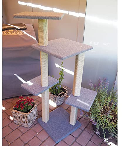 Clevercat Outdoormodell Tina, Ideal für die überdachte Terrasse oder den Balkon. Outdoorkratzen für Ihren Stubentiger. Made in Germany