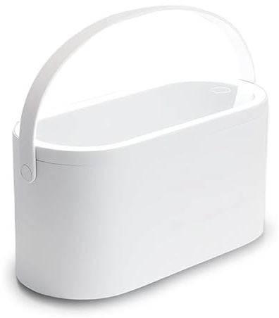 ipalmay Premium Travel Vanity Box with Adjustable LED Cosmetic Mirror Light - Portable Waterproof Beautifect Makeup Box Nail Polish Jewellery Organiser for Women Girls Princess Travelling, White