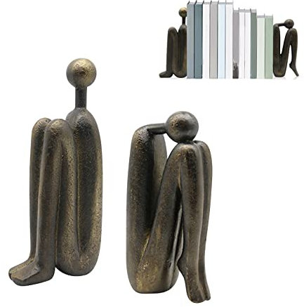 CDIYTOOL 2 sujetalibros Thinkers, 1,3 kg de resina resistente, color bronce, antideslizante, decoración del hogar para estantes, estudio, escritorio de oficina, dormitorio