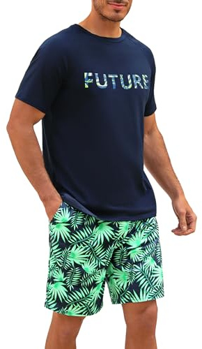 Nieery Pijama Hombre Corto Algodon Conjunto de Pijamas Verano Manga Corta Ropa de Dormir para Hombre y Pantalones Cortos de Camuflaje