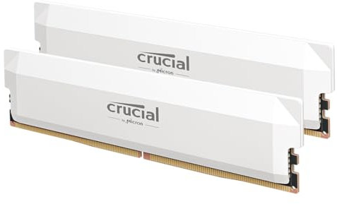 Crucial Pro DDR5 RAM 32GB Kit (2x16GB) 6400MHz CL38, Overclocking Gaming, Intel XMP 3.0 / AMD Expo, PC Computer Arbeitsspeicher, Weiß - CP2K16G64C38U5W