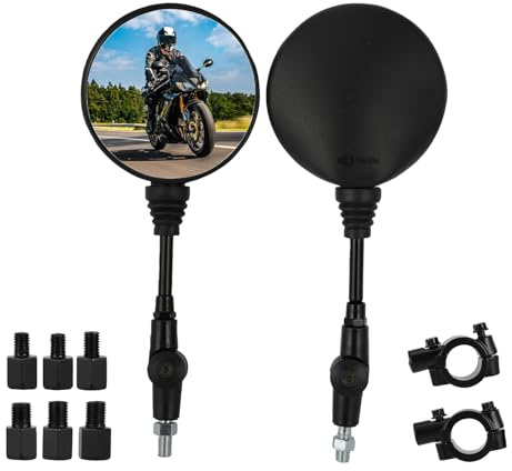 BIUGERCN Specchi Motociclisti Universitari universali da 7/8 22 mm Specchi Laterali Rotondi specchietti per Moto Approvata M10 M8 M8 MOTOBILE MOTOBIHE Specchio di retroviso