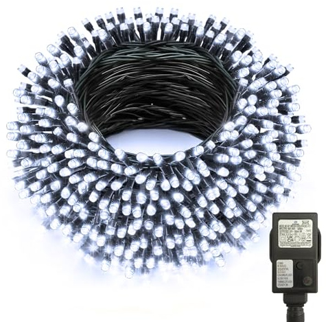CCILAND Christmas Tree Lights Plug in, 20M 200 LED String Lights Outdoor Waterproof with Auto Timer 8 Modes Fairy Lights for Bedroom Party Garden Xmas Decorations (Cool White)