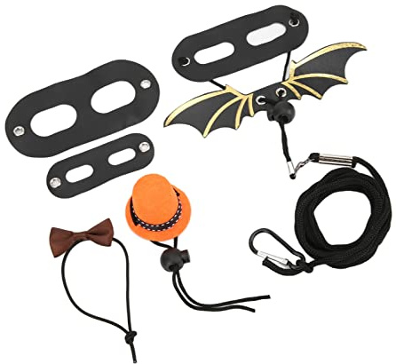 Yctze Ensemble Harnais Lézard avec Chapeau de Magicien et Nœud Papillon pour Petits Animaux de Compagnie-élégant et Laisse pour Reptiles et Petits Animaux (Chapeau Orange + Cravate café + Laisse)