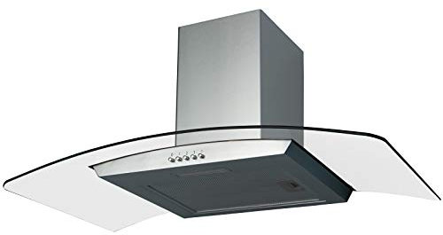 SIA CGH90SS 90cm Curved Glass Stainless Steel Chimney Cooker Hood Extractor Fan