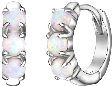 Glanzstücke München Damen Creolen 925/- Sterling Silber rhodiniert Opal (synth.) weiß Silberohrcreolen
