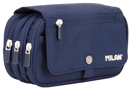 MILAN® Estuche portatodo 4 cremalleras con solapa 1918, azul