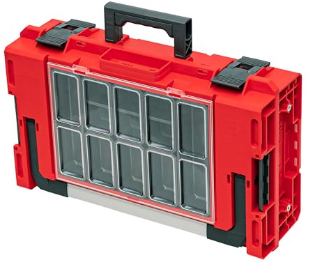 QBRICK SYSTEM Werkzeugkoffer Werkzeugkasten Leer Werkzeugkiste ONE 200 2.0 Expert RED Ultra HD Rot 600 x 400 x 205 mm