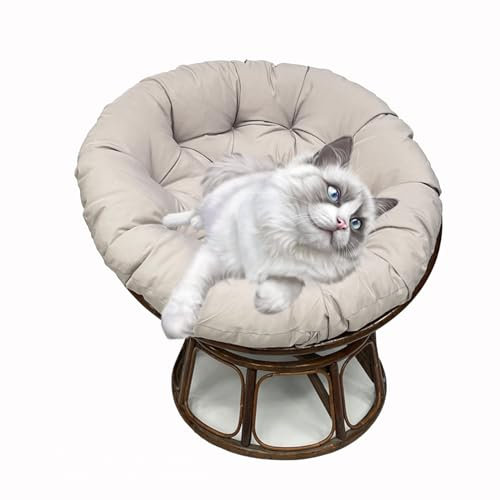 Ergonomisches Weiden-Papasansessel, weiches Kissen mit maschinenwaschbaren Wippstuhl-Pads, rundes Eierstuhl-Kissen für Wohnzimmer, Schlafzimmer, Lesezimmer, Outdoor, Sofa, Garten, bequem und langlebig