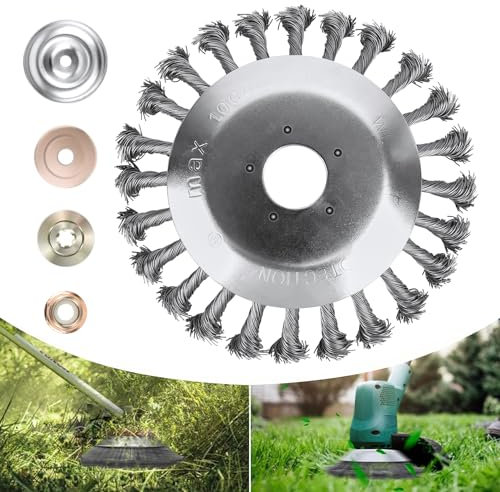 Forever Speed Spazzola per erbacce per tagliaerba da 6 professionale ad alta stabilità – molto robusta – montaggio facile, spazzole in acciaio per tosaerba