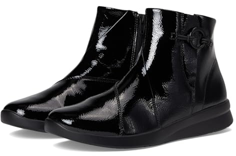 Clarks Collection Women's Ellowyn Deva Ankle Boot, Black Crinkle Patent, 9 M US