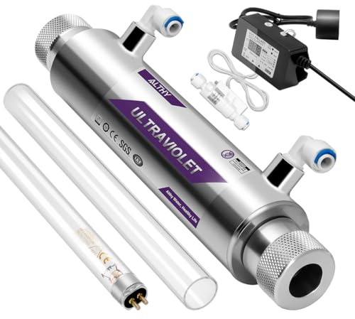 ALTHY UVF-FS11 Filtre à eau ultraviolet | Stérilisateur d'eau UV pour purificateur | sous-évier ou osmose inverse, capteur de débit intelligent | 1 GPM, 110-240 V, 11W