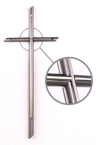 Generisch Croix funéraire en acier inoxydable 55 x 23 cm Croix en acier inoxydable pour pierre tombale