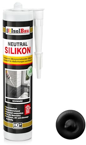 Isolbau - Bau-Silikon - Neutralsilikon 300 ml Schwarz - Abdichtung und Kleben - Natursteinsilikon - Füllen von Fugen im Innen- und Außenbereich - Für Küchen und Bade - Neutralvernetzend