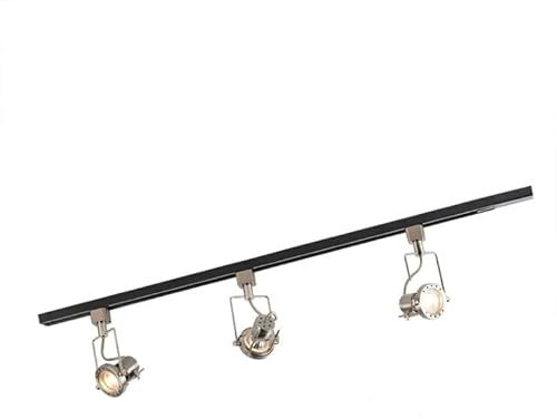 QAZQA Moderno Sistema de riel monofásico negro 3-focos acero - SUPLUX Acero Alargada Adecuado para LED Max. 3 x 50 Watt