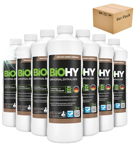 BiOHY Universal Entkalker (9 x 1 Liter), Konzentrat, Kaffeemaschinen | Entkalker Konzentrat für Kaffeemaschinen, Wasserkocher und Haushaltsgeräte, starker Kalklöser