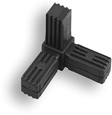 1 connecteur pour tube carré raccord de tuyau croix avec sortie plastique/polyamide noir (20 x 20 x 1,5 mm, 3 broches)