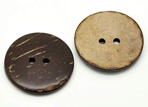 30 Kokosnuss Knöpfe rund zum aufnähen - Ø 3cm - 2 Löcher - Braun basteln Knöpfe Mantelknöpfe Knopf Jackenknöpfe zum nähen annähen Bastelknöpfe 30mm