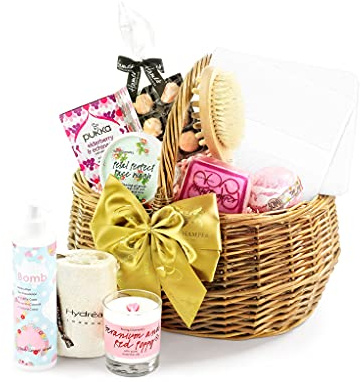 Luxury Pamper Gift Basket - Spa Style Pampering Set with Tea, Prosecco Truffles, Candle, Bath Bomb - Spa & Bath Gift Sets for Her, from Regency Hampers