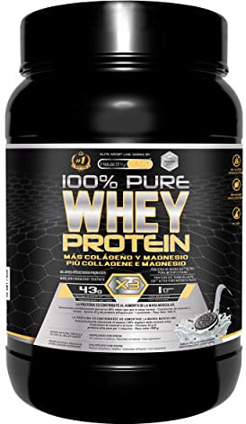 Healthy Fusion Whey Protein | Proteína Whey pura con Colágeno y Magnesio | Mejora tus entrenamientos | Protege y aumenta la masa muscular | 1000g de Proteína (Galleta)