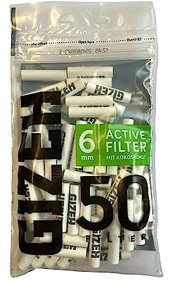 GIZEH Rökarbehov 20577 Gizeh aktivt kolfilter lim storlek 6 mm vit-50 PE-påse, papper