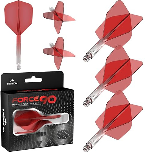 Mission Darts Force 90 | Integrated Precision Moulded Dart Flight And Shaft System, Pack of 3 Professional Highly Durable Combined Dart Flights And Stems | Standard No.6