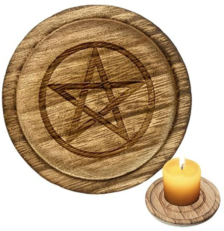 Bandeja Para Joyería Con Plato De Altar - Bandeja De Madera Con Pentagrama | Bandeja Para Velas Del Pentáculo Del Altar | Suministros De Altar De Bandeja De Altar De Brujas Para El Hogar, Bandeja De M