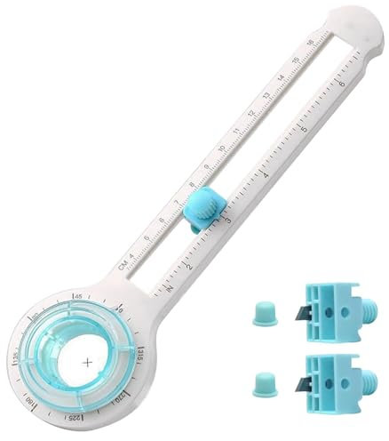Tkxjry Taglierino Circolare, Taglio Circolare Regolabile, Taglierina Circolare A Bussola, 2-20cm Calibro Plastica Rotante Taglierina, con 2 Lame per Utensili da Taglio cartoncino Fai da Te