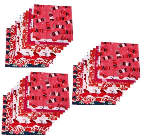 Operitacx 3 Sätze Valentinstag Stoff Gruppe Bastelmaterial Bastel Materialien Nährstoffe Valtinstaggeschenke Fetzen Stoffstreifen Zum Quilten Bastelstoff Valentinstag DIY Tuch 30 Blatt*3
