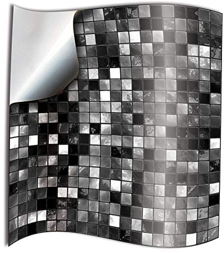 72 White Black Bathroom Tile Stickers Semi-Gloss Transfers for 15x15cm 6x6 inch Tiles Peel and Stick Tile Style Decals 6 by 6 Tile Covers