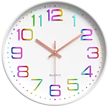 Taodyans Silent Wall Clock, 12 In Modern Clock for Kitchen Living Room Bedrooms Office Class Room (Colourful)
