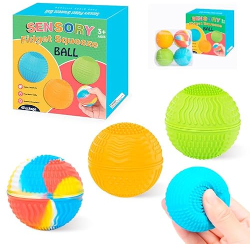 4 stycken stressboll, antistressboll för barn och vuxna, sensoriska leksaker, anti-stressstämning, sensoriska fidgetleksaker, lindrar avkoppling