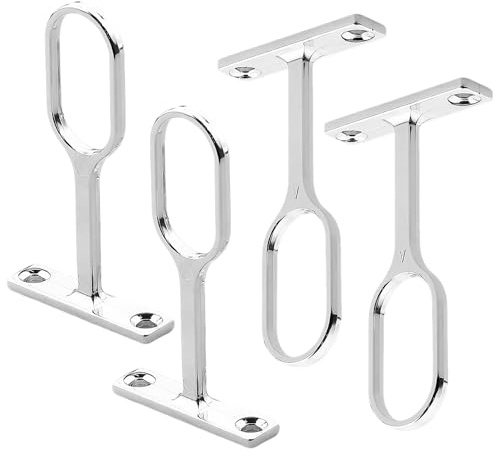 ApexPine 4 Pcs Oval Wardrobe Rail Brackets Ceiling Mount with Screws | 4 pack zinc alloy oval wardrobe rail brackets ceiling mount with screws for 15x30mm rod closet curtain storage support use
