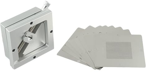 Kit de accesorios de estación de reballing con mesa de bola pesada de 90 mm y 10 plantillas para reballing de PCB, plantilla de metal, 0.3-0.76 mm (plantilla para + 10 plantillas)