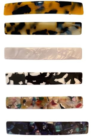 6 Pezzi Fermagli Capelli Donna Vintage 7.5cm, Automatici Mollette Capelli Eleganti In Acetato, Antiscivolo Accessori Per Capelli Fini E Spessi, Pinza Capelli Francese Per Ragazze E Donne (Multicolore)