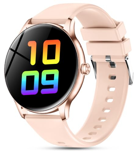 Elegante Smartwatch Damen mit Telefonfunktion, 1,39 Zoll Voll Touch Screen Fitness Tracker, 120+ Sportmodi, IP68 Wasserdicht Smart Watch mit Herzfrequenz, SpO2, Schlafmonitor für iOS Android, Pink