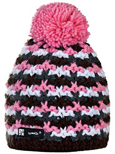 MFAZ Morefaz Ltd barn vinter mössa hatt slagstil flickor pojkar barn stickad mask bubbla pom pom flicka pojke keps, En rosa, one size