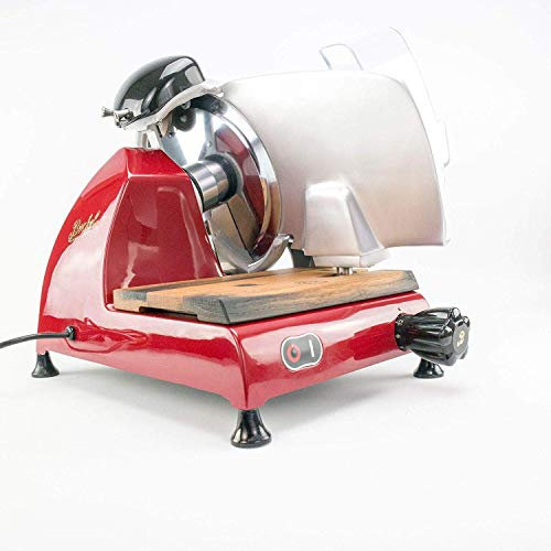 Berkel Aufschnittmaschine - Red Line 250 rot - Allesschneider + 100% handgefertigtes Schneidebrett - Neues Modell Sonderpreis