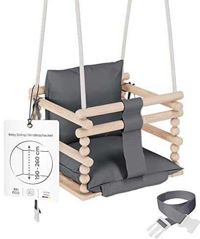 MAMOI® Babyschaukel, Schaukel Indoor, Holzschaukel für Baby und Kinder, Kinderschaukel, Schaukeln aus Holz, Kleinkinderschaukel für kinderzimmer und türrahmen, 3 in 1
