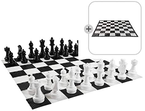 Ubergames Jeu d'échecs de jardin XXXL - Giga - Jusqu'à 30 cm - Imperméable et résistant aux UV (figurines d'échecs+tapis)