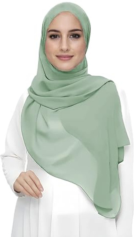 Premium Chiffon Hijab Halsduk Scarf för Dam, Lätt och Tunn Slöja Huvudsjal för Muslimska Kvinnor (Mintgrön)