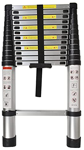 mitoharet 12.5FT Telescoping Ladders, Lightweight Collapsible Ladders, Aluminum Retractable Ladder, Single-Sided Ladder Telescopic Compact for Home,330LB Capacity